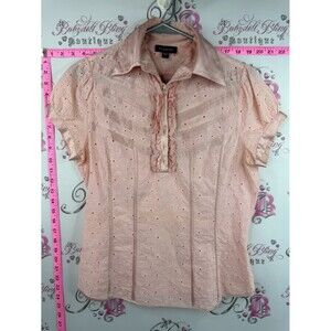 bebe polo shirt rhinestone diamond buttons rare y2k Pink Eyelet Ruffle Polo Top